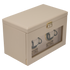 Uhrenbeweger 2 Uhren luxora beige-gold – geschlossen, Schrägansicht mit Sichtfenster