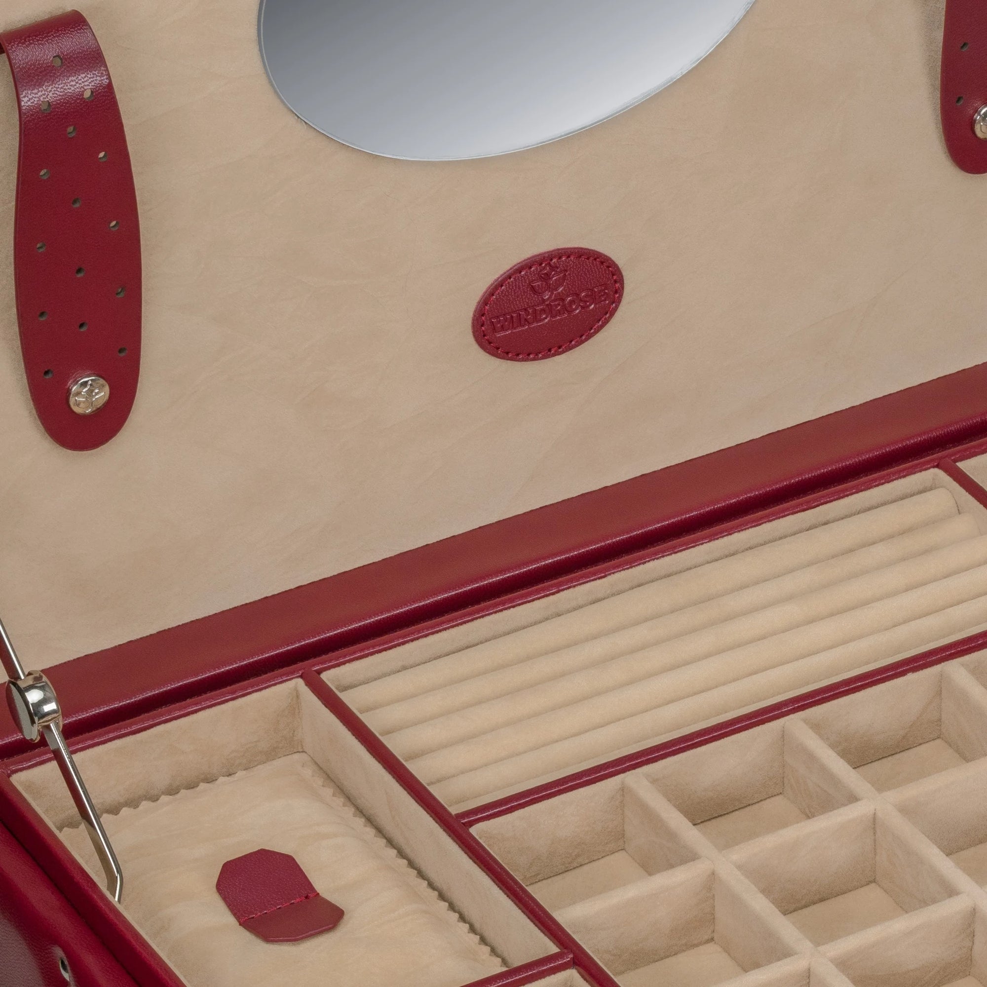 Estojo para jóias XXL com saco para jóias integrado Merino / vermelho